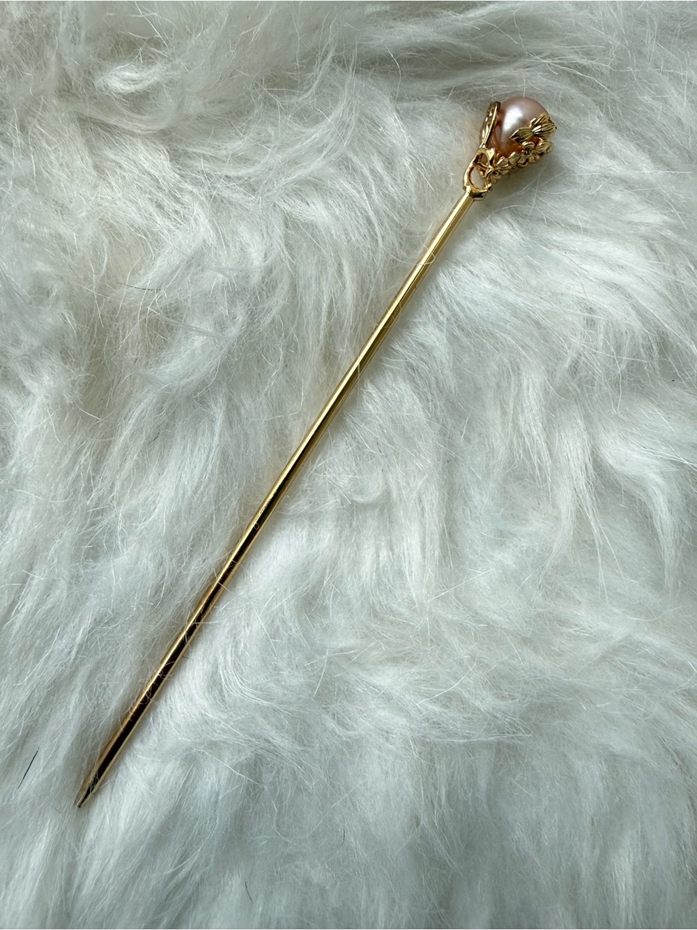 Rare Genuine Freshwater Pearl Gold Hair Stick